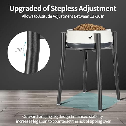 PROERR Raised Single Dog Bowl Stand, Adjustable 12-16" Tall, Elevated Dogs Food Bowl Stand for 8-12" Wide Bowls, Dog Bowl Holder for Medium Large - Metal Pets Dish Holder Only - Black thumbnail 3