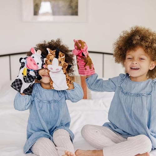 Melissa & Doug Farm Friends Hand Puppets (Set of 4) - Cow, Horse, Sheep, and Pig thumbnail 2