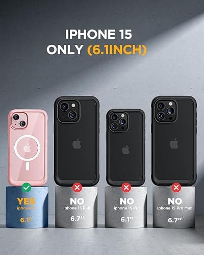 Miracase Glass Series for iPhone 15 Case [Compatible with MagSafe] Full-Body Magnetic Case with Built-in 9H Tempered Glass Anti-Fingerprint Screen Protector + Camera Lens Protector, Pink and Clear thumbnail 6