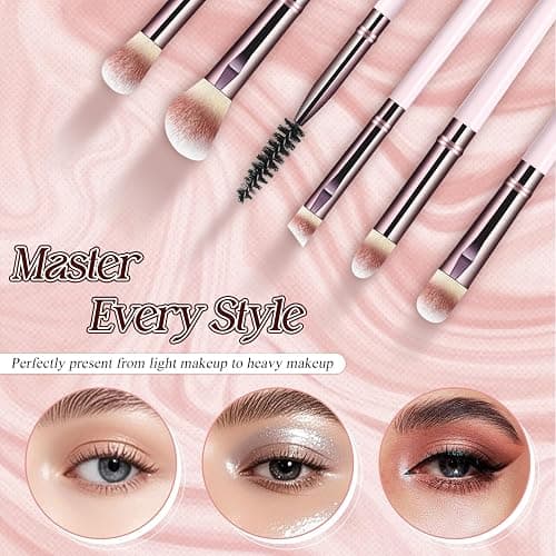 Makeup Brush Set, Premium Synthetic 10 PCS Makeup Brushes, Travel Makeup Brush Set with Soft Hairs, Makeup Brushes Set Professional for Blush, Eyeliner, Eyeshadow, Concealer, and Foundation (Pink) thumbnail 3