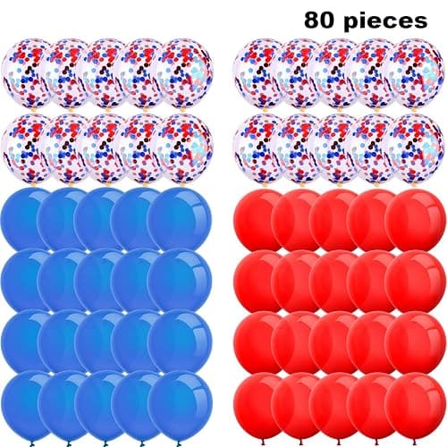 TecUnite 80 Pcs Red White and Blue Balloons Kit 12 Inch 4th of July Independence Day Patriotic Balloons 250th Anniversary Confetti Latex Balloon for Memorial Day Party Arch Decorations Supplies thumbnail 6