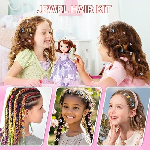 kidzkube Hair Gem Stamper Kit, Bling Hair Jewels for Girls Toys, Hair Styling Tool with Reusable Shining Diamonds, Birthday Gifts Toys for Girls Ages 3 4 5 6 8-12 thumbnail 5