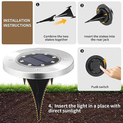 SOLPEX Solar Lights Outdoor Waterproof, 12 Pack Solar Ground Lights, Solar Garden Lights Landscape Lighting for Pathway Driveway Patio Backyard Walkway (Warm White) thumbnail 4
