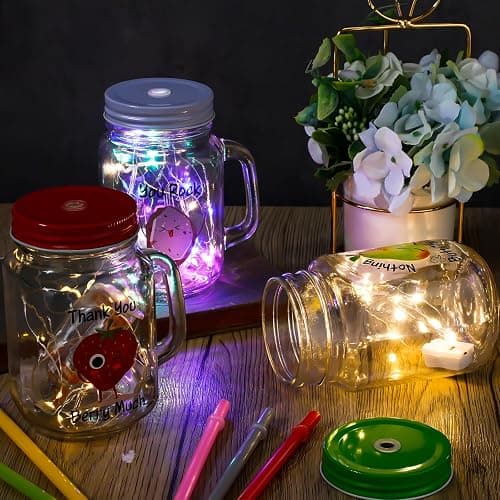 Mifoci 12 Pcs Funny Graduation Appreciation Gifts Bulk, 16 oz Cute Fruit Pun Mason Jar Drinking Glasses with Handles Lids Straws, Inspirational Thank You Gift for Employee Coworker Teacher Staff Nurse thumbnail 2