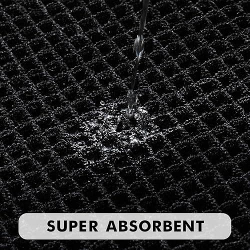 MIULEE Set of 2 Waffle Bathroom Rugs, Boho Bath Rugs Non Slip Washable, Super Absorbent Bath Mats, Ultra Soft Rubber Backed Shower Mats for Bathroom Floor, Tub and Shower, Black, 18x30 Inch thumbnail 3