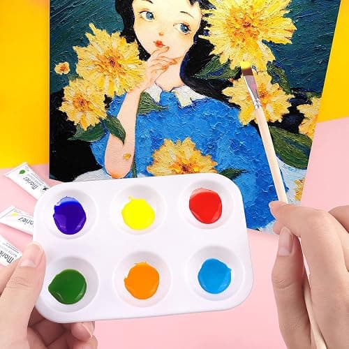 Tamaki 8 PCS White Plastic Paint Tray Palettes, Watercolor Palette Painting Tray for Painting Party, DIY Craft and Art Painting thumbnail 7
