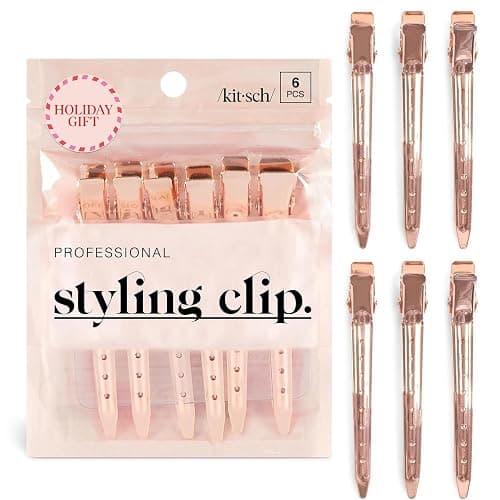 Kitsch Professional Alligator Clips for Hair Styling β 3.5" Aluminum Hair Sectioning Clips for Salon & Makeup Application | Ideal Gifts for Women β Rose Gold, 6 Pcs - Image 1