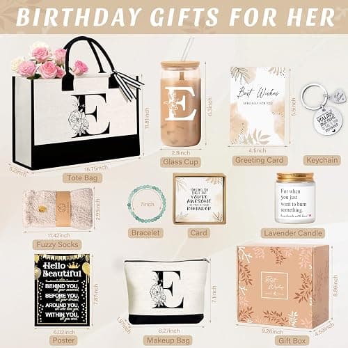 Lepiche Birthday Gifts for Women, Monogrammed Initial Gift for Teacher Wife Mom, Tote Bag thumbnail 4