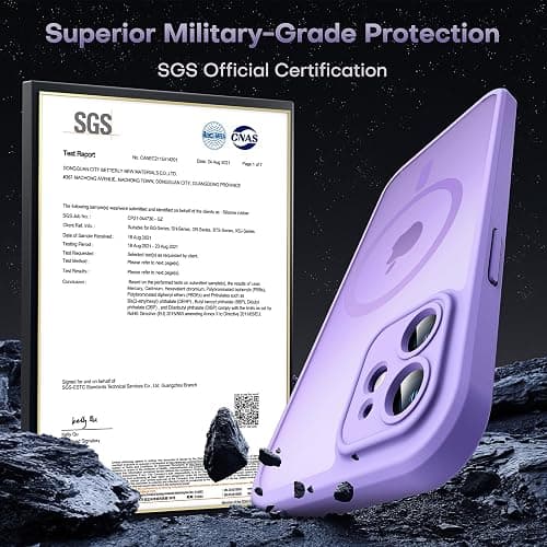 TOCOL Magnetic for iPhone 12 Case, Upgraded Full Camera Protection, Fit for MagSafe, Rugged Phone Case for iPhone 12 6.1 Inch, Drop Protection, Anti-Scratch, Light Purple thumbnail 5