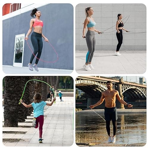 POCFOINY 2 Pack Jump Rope for Fitness, Speed Rope Skipping Rope for Men, Kids and Women, Jumping Rope for Workout, Tangle-Free PVC Long Jump Rope Set, Adjustable Exercise Jumping Rope Boxing for Adult - Black + Pink thumbnail 7