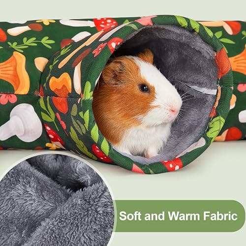 Glittme Guinea Pig Tunnel Washable Guinea Pigs Hideout Portable Rabbit Tunnels Soft Ferret Tunnel for Playing Resting Guinea Pig Accessories for Hedgehogs, Hamster,Mushrooms thumbnail 4