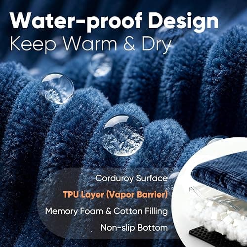 FUKUMARU Dog Couch Bed, Corduroy Cozy Cat Bed for Indoor Cats with Washable Cover, 28in Waterproof Orthopedic Dog Beds Sofa for Small Dogs and Large Cats, Cute Warm Cotton Pet Sofa, Blue thumbnail 4