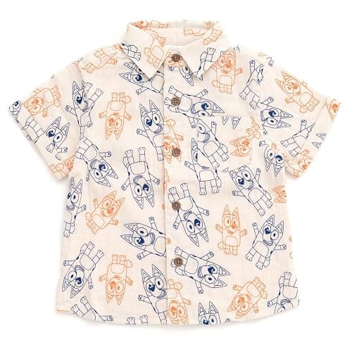 Bluey Cotton Gauze Matching Family Outfits Dress & Button Down Shirt & Shorts Infant to Little Kid Sizes (12 Months - 7-8) thumbnail 4