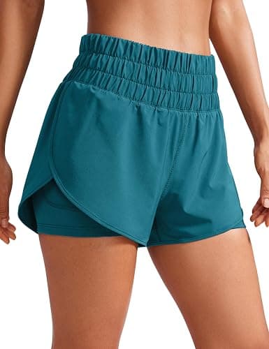 CRZ YOGA High Waisted Running Shorts for Women 3" - Split Breathable for Athletic Tennis Gym Workout with Pockets - Image 1