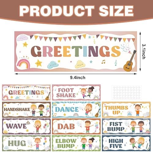 Wehhbtye Boho Classroom Greeting Poster, 9.4'' x 3'' Social Distancing Greetings Poster, Waterproof Greetings Choice Classrooms Rules Posters for Back to School Classroom Decor Teacher Supplies thumbnail 3