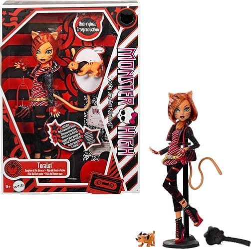Monster High Boo-riginal Creeproduction Doll, Toralei Collectible Reproduction with Doll Stand, Diary, and Pet Saber-Tooth Tiger Sweet Fangs