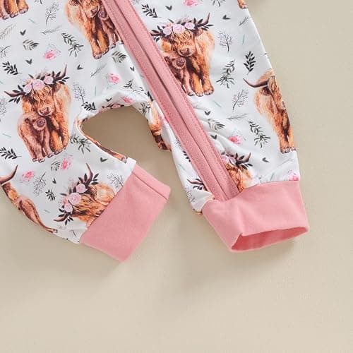 Karwuiio Baby Boy Girl Western Clothes Cow Print Long Sleeve Romper Jumpsuit One Piece Newborn Fall Winter Outfit thumbnail 4