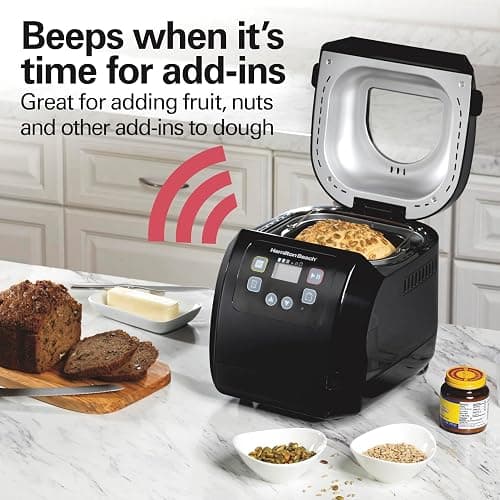 Hamilton Beach Automatic Bread Maker Machine, Digital, Programmable, 12 Settings + Gluten Free, PFAS-Free Nonstick Pan + Kneading Paddle, 2 lb Capacity, Black thumbnail 6