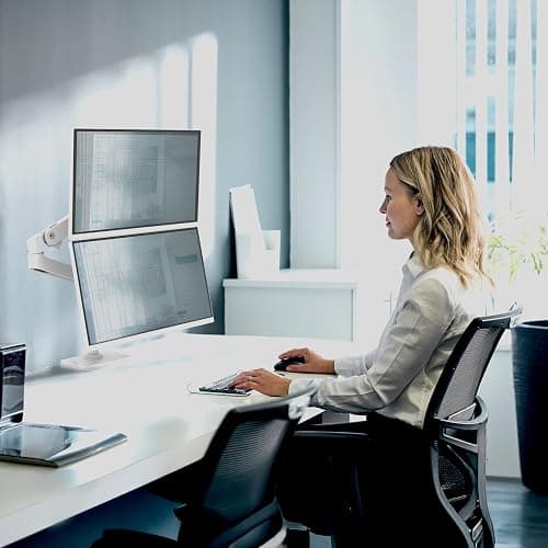 Ergotron – Upgraded LX Pro Premium Vertical Stacking Dual Monitor Arm, VESA Desk Mount – for 2 Monitors Up to 24 Inches, 4 to 22 lbs Each – White thumbnail 4
