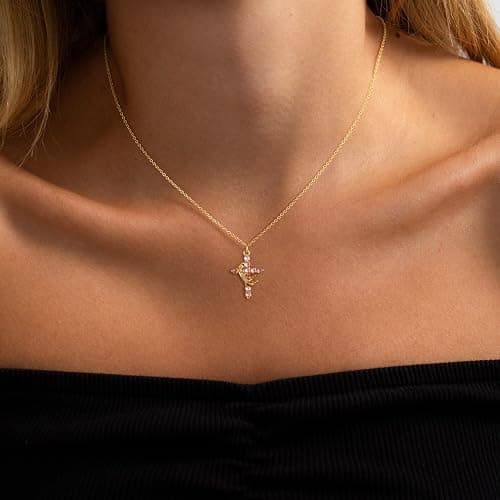 Robaice Perfect Gifts for Women – 14K Gold & Silver Plated Crown Cross Necklace, Enhanced Sparkle & Non-Tarnish Faith Jewelry with 12-Color Zircon Birthstones, Birthday & Christmas Gifts thumbnail 2