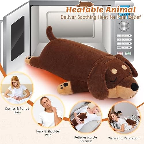Weighted Dachshund Dog Microwavable Heating Pad-1.8lb Heating Pads for Cramps &Period Pain Relief for Women, Cuddly Heatable & Coolable Weighed Weiner Dog Stuffed Animals Heating Pads for Women Kids thumbnail 7