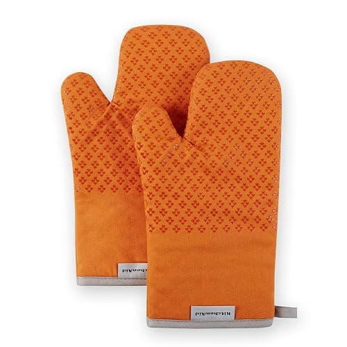 KitchenAid Asteroid Oven Mitt Set, 7"x12.5", Honey Orange, 2 Piece - Image 1