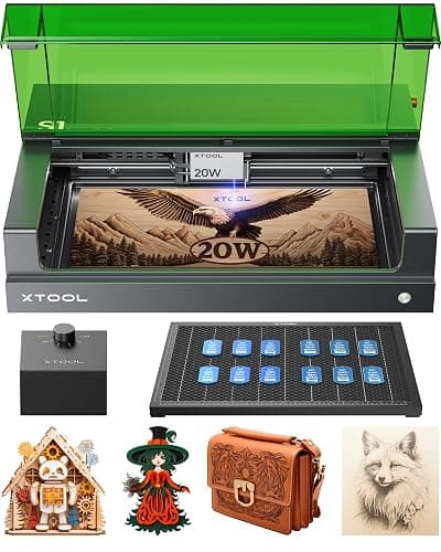 xTool S1 20W Laser Engraver and Cutter Machine with Air Assist & Honeycomb, 23.93" x 15.16" Bed Size, Beginner-Friendly, Laser Engravering Machine for Wood and Metal, Acrylic, etc. - Basic Bundle - Image 1