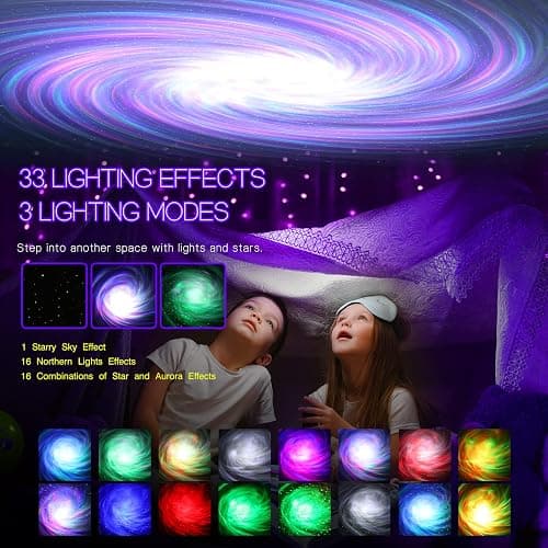 Northern Galaxy Light Aurora Projector with 33 Light Effects, Night Lights LED Star Projector for Bedroom Nebula Lamp, Remote Control, White Noises, Bluetooth Speaker for Parties, Jet Black thumbnail 3