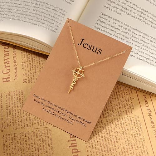 Lcherry Faith Necklace Cross Crown Necklace for Women Religious Jewelry Christian Baptisms Gifts for Women thumbnail 3