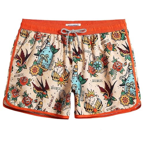 maamgic Mens Boys Short 80s 90s Vintage Swim Trunks with Mesh Lining Quick Dry Swim Suits Board Shorts - Image 1