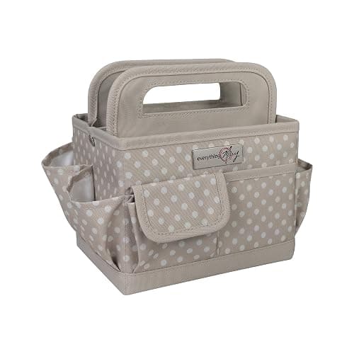 Everything Mary Desktop Tote Organizer – Tan Dot Craft Caddy – Portable Bag for Sewing, Scrapbooking, Art Supplies, DIY Projects & Creative Tool Organization - Image 1