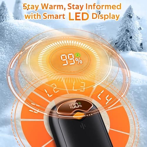 Hand Warmers Rechargeable - Magnetic Electric Hand Warmers 2 Pack, LED Display, 4 Settings Fast Heating Reusable Portable Heater Handwarmers for Golf Hunting Camping Essentials, Gifts for Men Women thumbnail 2