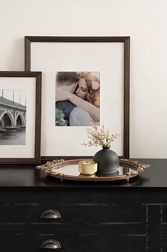 Kate and Laurel Arendahl Vintage Oval Mirrored Decorative Tray; 17 x 10; Antique Gold; Traditional Ottoman Tray for Living Room Home Decor with Ornate Detailing thumbnail 5