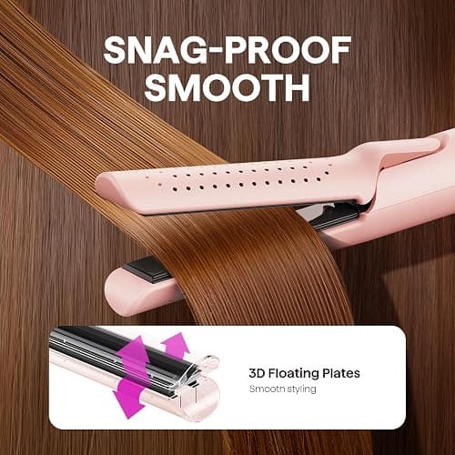 Wavytalk Airflow Styler Curling Iron, Cool Curl, 360° Cool Air Lock in Style for Lasting Curls, Reduces Damage, 2 in 1Hair Straightener and Curler, 1.25 Inch, Anti-Scald for Short Long Hair, Pink thumbnail 5