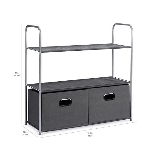 Amazon Basics Closet Storage Organizer with Fabric Bins, Drawers and 3 Shelves, Grey, 32.7" x 12.2" x 31" thumbnail 6