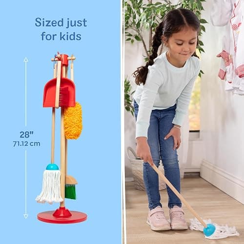 Melissa & Doug Dust Sweep Mop 6-Piece Pretend Play Set, Toddler Toy Cleaning, Pretend Play Home Cleaning, Kids Broom and Mop Set for Ages 3+ thumbnail 3