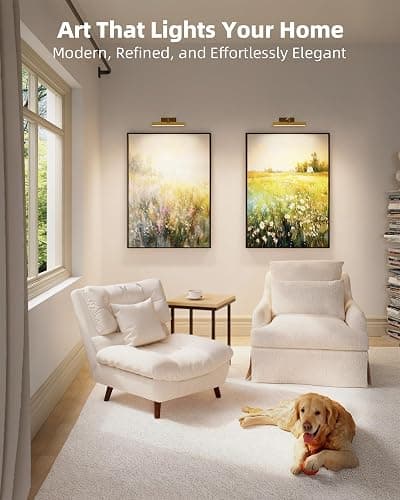 EZVALO Picture Lights for Wall, 13in Wireless Rechargeable 4000mAh LED Art Lights with Remote, Dimmable 3 Color Temps Painting Lights for Gallery, Living Room, Hallway (Gold, 2 Pack) thumbnail 8