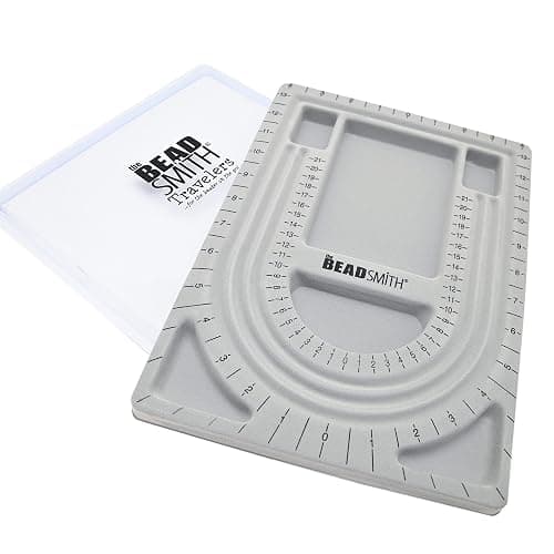 The Beadsmith Bead Board with Cover, Grey Flocked, 3 U-Shaped Channels, 6 Recessed Compartments,13.25H x 9.75L inches, Design Boards for Creating Bracelets, Necklaces and Other Jewelry thumbnail 6