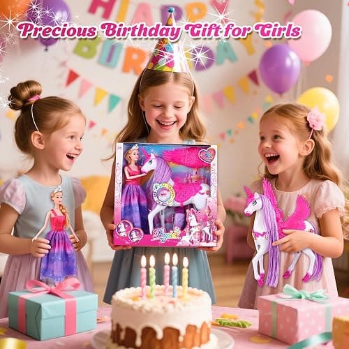 Baljinder Magic Unicorn & Princess Doll, Light-Up Unicorn Toys for Girls 3-6, Christmas Birthday Gifts for Kids Girls Aged 3 4 5 6 7 8 thumbnail 2