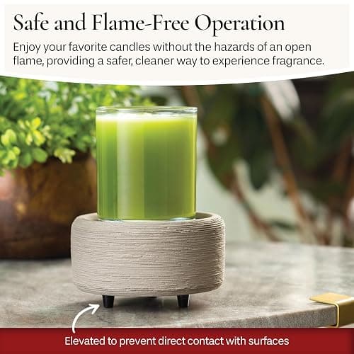 Candle Warmers ETC 2-in-1 Candle and Fragrance Warmer for Warming Scented Candles or Wax Melts and Tarts with to Freshen Room, Gray Texture thumbnail 3