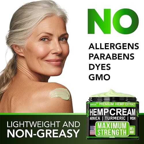 Hemp Cream - Maximum Strength - Natural Hemp Oil Extract Gel Rub with MSM - Glucosamine - Arnica - Turmeric - Maximum Strength - Formulated in USA - 3.9 oz thumbnail 4