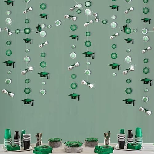 Cheerland Graduation Party Decorations 2026 Green Garland Banner Streamer Cap Gown Diploma Degree Completion Academic Milestone Green Graduation Decor College University High School Backdrop Supplies - Image 1