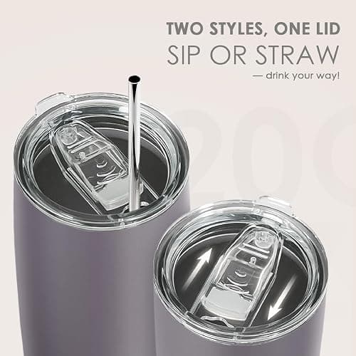 SANDJEST Gray Tumbler 20oz Stainless Steel Double Wall Vacuum Insulated, Travel Coffee Cup, Gifts for Men Women Birthday Christmas thumbnail 6