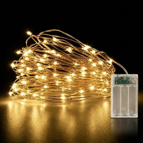 HomlyPro LED Fairy Lights 5M 50 LEDs - Warm White Battery Operated String Lights, Bendable and Waterproof Copper Wire for Garden, Party, Wedding, Home, and Christmas Decorations - Image 1