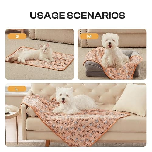 1 Pack 3 Blankets Super Soft Fluffy Premium Fleece Pet Blanket Flannel Throw for Dog Puppy Cat Paw Brown/Pink/White Small(23x16 inch) thumbnail 4