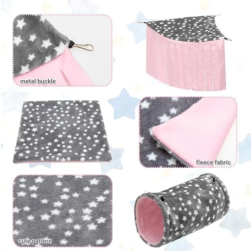 JVVGPET Guinea Pig Hideout, 3 Pack Soft Fleece Small Animal Tunnel Tube & Mat & Corner Hideout Cage Accessories for Guinea Pigs, Rabbit, Ferret, Chinchilla, Hedgehogs thumbnail 4