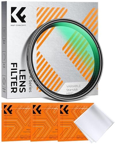 K&F CONCEPT 67mm Variable Star Filter Cross Screen Starburst Filter 4, 8 Points -18 Layer Coating Ultra Slim Optical Glas Camera Lens Filter with 3 Cleaning Cloth - Image 1