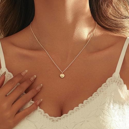zvcofun Heart Necklace - Dainty 14K Gold Necklaces for Women Trendy Small Heart Pendant Simple Choker Neckace Gold Jewelry for Women Gifts thumbnail 5