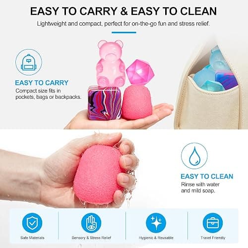 4Pcs Pink Taba Squishy Fidget Toys, Bear Cube Gummy Masonry Ice Stress Balls for Kids and Adults, Squishies Cube, Sensory Toys for Kids Fidgets for Classroom Prize, Birthday Gifts Party Favors thumbnail 3