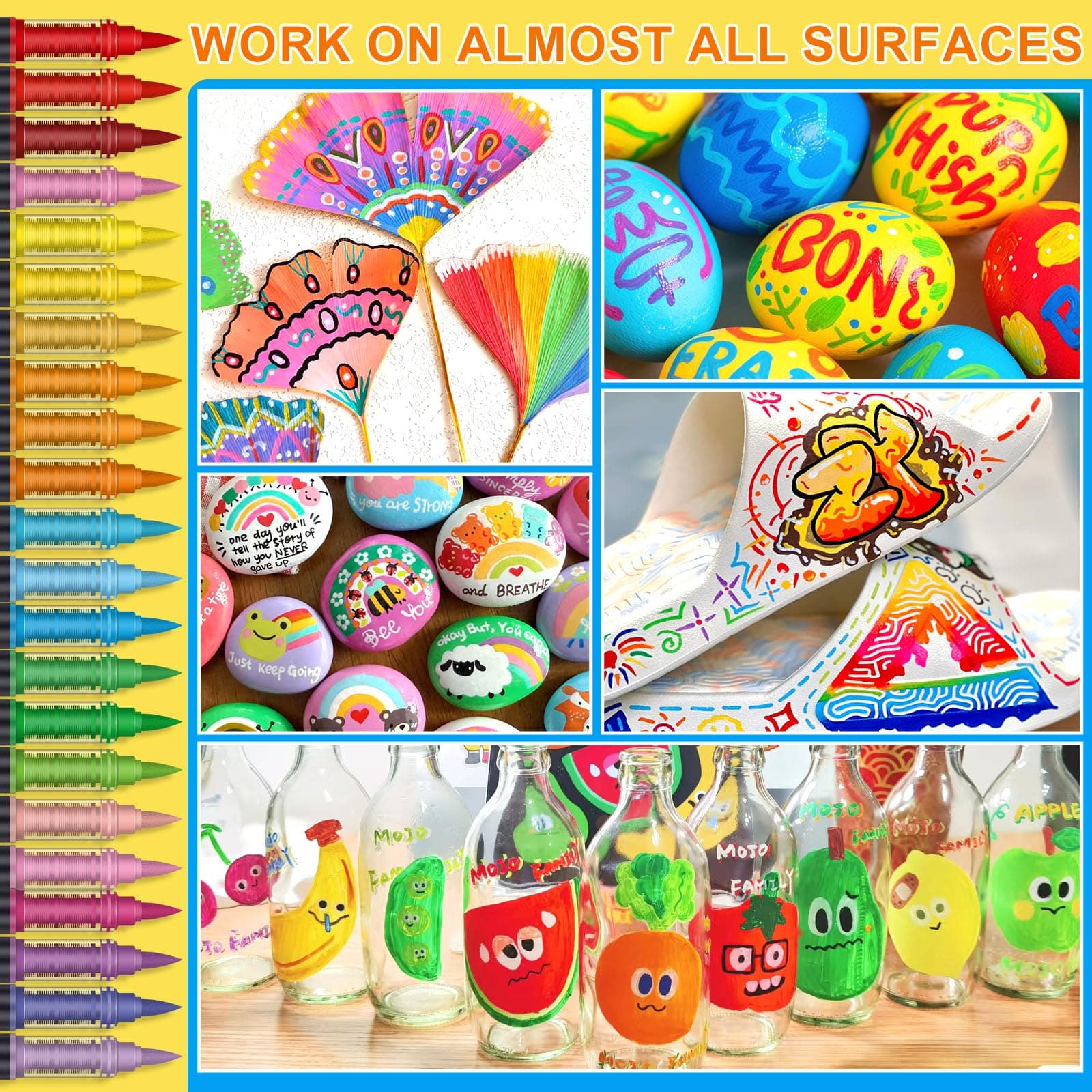 Set of 240 Colours Acrylic Paint Pens, Permanent Water-Based Acrylic Paint Pens for Painting Stones, Fabric, Wood, Glass, Paper and Plastic, Craft Supplies thumbnail 7